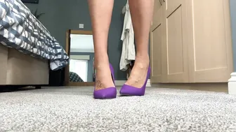 Shoe Collection Try on - High Heel Review and Walk Test Purple Stilettos #3