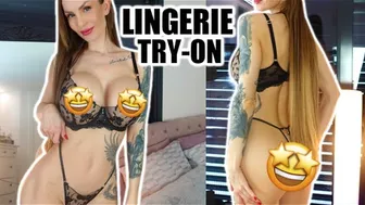 Sexy transparent LINGERIE TRY ON HAUL Honey Birdette black set Fashion Review Mirror view with Amy