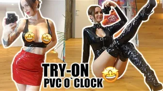 Try on Haul sexy shiny outfits PVC casual and non casual clothes with overknee boots