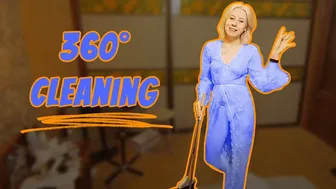 Sweep the bedroom 360VR in a white lace robe