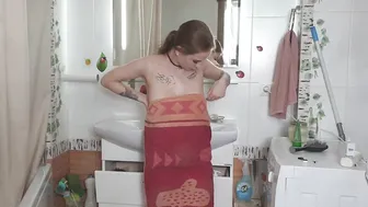 My towel almost fell! Post-shower routine #4