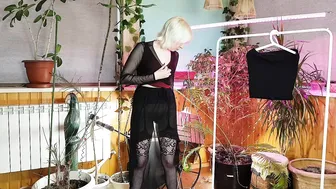 Trying on black Transparent skirts Backlit #4