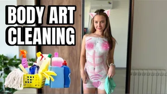 [4K Housewife]Transparent cleaning Body art suit Haul No Bra See Through Try On with Angel