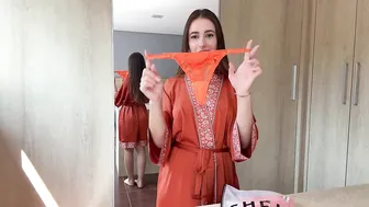 TRANSPARENT ORANGE LINGERIE TRY ON (4K) SHEER CASUAL + STYLISH LINGERIE #2