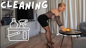 Transparent Cleaning: Floor Hacks & Mesh Fishnet Tights Try-On