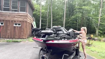 Organizing Fishing Tackle On Stratos Bass Boat In Bikini #4