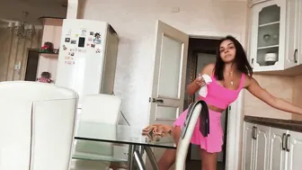 TastieCutie cleans in pink skirt #2