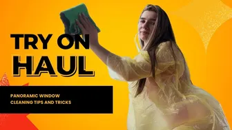Panoramic window cleaning and yellow raincoat try on haul | Get ready with Ellie
