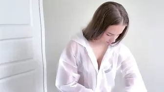 ✨Try On Haul for White Raincoat with White Lace Underneath Mia’s Whisper Soft Layers  #3