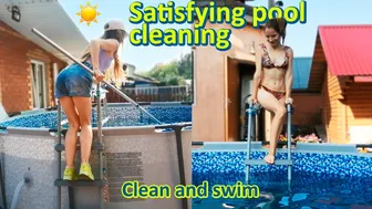 Cleaning My Pool In A Bikini | Satisfying pool cleaning