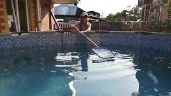 Cleaning My Pool In A Bikini | Satisfying pool cleaning #4