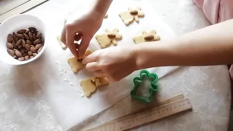 Cooking | Cute bear cookies with almonds #5