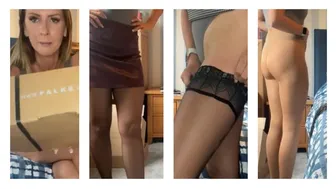 Falke Pantyhose and Stockings try On With primary Mini Skirts #1