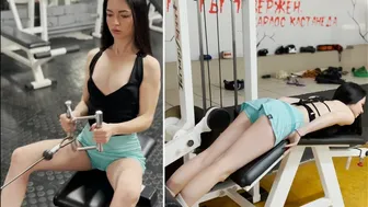 Workout in gym — Polina does hard exercises #1