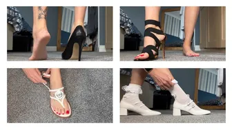 Shoe Haul and Try On Ballet Flats, Stilettos, Flip Flops and Sandals With White Frilly Socks 4K