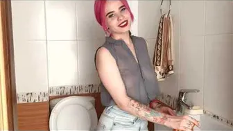 Cute Girl Cleaning IN Transparent shirt LIKE A PRO || Maggie fox transparent shirt video for fans