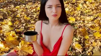 Polina walks in the autumn park