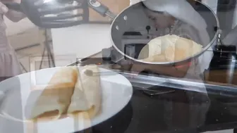 How to make crepes with strawberry and choco syrup simple and easy by Kaye Torres #4