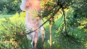 [4K]♥️♥️TRY ON HAUL, eating berries in the garden in a transparent dress #4