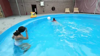 Swimming volleyball in the pool #3