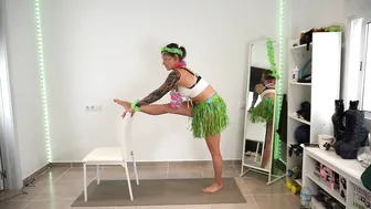 Hula Girl STRETCHING with a chair // ENGLISH #5