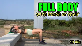 10 min FULL BODY workout with CHAIR or BENCH // ENGLISH #1