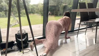 [4K]♥️♥️Clean with me. Transparent cleaning windows. Dress and Heels. HAUL #4