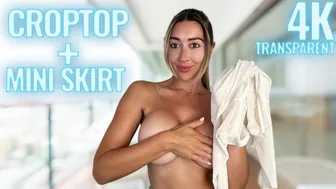 [4K] Transparent White Top Try-On Review With Bella #1