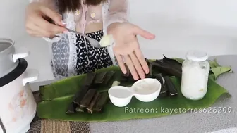 How to make suman traditional Filipino snacks( malagkit in banana leaves) by Kaye Torres #5