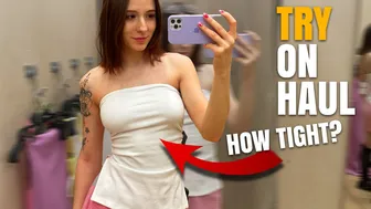 Try on Haul in the mall | Strapless top [4k] #1