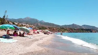 Nerja ❤❤ BURRIANA Beach ❤❤ Nerja Playa Burriana | MALAGA Costa del Sol ❤❤️ 4k beach walk Spain 2024 #2