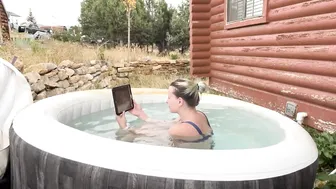 Hot tub and football in a new swimsuit. #3