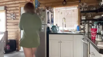 Cleaning and coffee in booty shorts #2