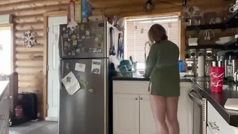 Cleaning and coffee in booty shorts #3