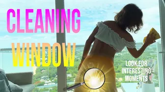 [4K Homewife] Transparent window cleaning Haul blonde No Bra See Through Try On