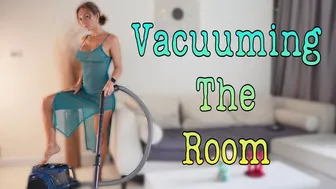 [4K] Vacuuming Clean Room Try on No Bra Transparent Dress