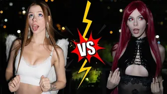 Shopping Showdown of Angel and Demon: Halloween Costumes in Action!