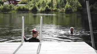 Swimming in latex catsuits in a lake | Project L: Part 112 - Summer cottage for Two #2