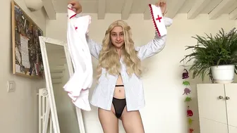 [4K] Try On Haul | Nurse's Outfit | Get Ready With Me | See Through and No Bra #2