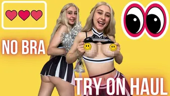 [4K] Try On Haul |Cheerleading Outfit | Get Ready With Me | See Through and No Bra #1