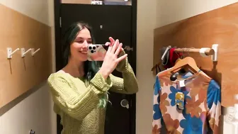 [4K] Try-on haul in the dressing room | No Bra See-through fabric #3