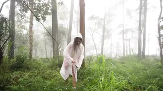 Solo beauty overnight camping in heavy rain♥️♥️ alone young girl in wild forest♥️♥️ yoga in the fog #2