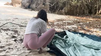 young beauty solo camping on the wild lagoon ♥️♥️ Tetty set up camp on the ocean/ASMR ocean #2