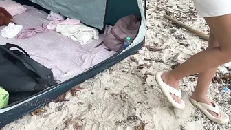 young beauty solo camping on the wild lagoon ♥️♥️ Tetty set up camp on the ocean/ASMR ocean #4