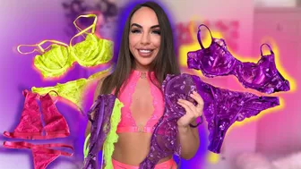 4K TRANSPARENT Neon Outfit TRY ON Mirror View! Ana Daisy Scott TryOn #1