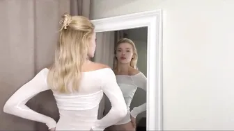 [4K] Try On Haul With Mirror View | Transparent White Blouse #5