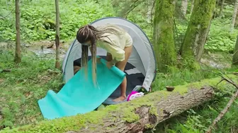 YOUNG GIRL♥️♥️SOLO CAMPING NEAR WILD RIVER - swimming in an icy alpine river with a strong current #5