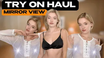 [4K] Try On Haul With Mirror View | Transparent White Blouse