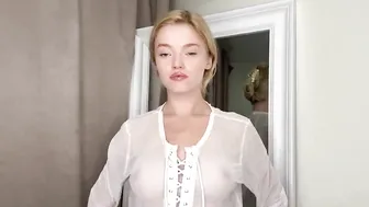 [4K] Try On Haul With Mirror View | Transparent White Blouse #3