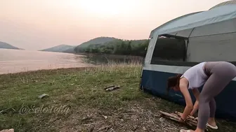 Solo overnight camping♥️♥️️ young beauty girl in wild mountains♥️♥️ grilled meat and so BIG tent♥️♥️ #2